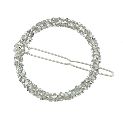 AU Local Hair Accessories Silver Pink Rhinestone Circle Hair Clip for Women Girl-0