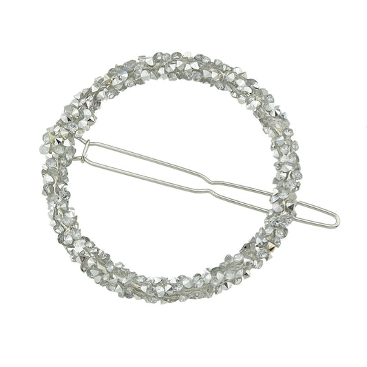 AU Local Hair Accessories Silver Pink Rhinestone Circle Hair Clip for Women Girl-0