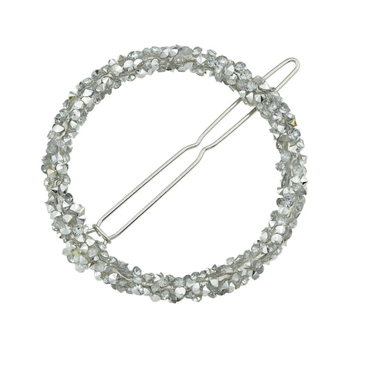 AU Local Hair Accessories Silver Pink Rhinestone Circle Hair Clip for Women Girl-1