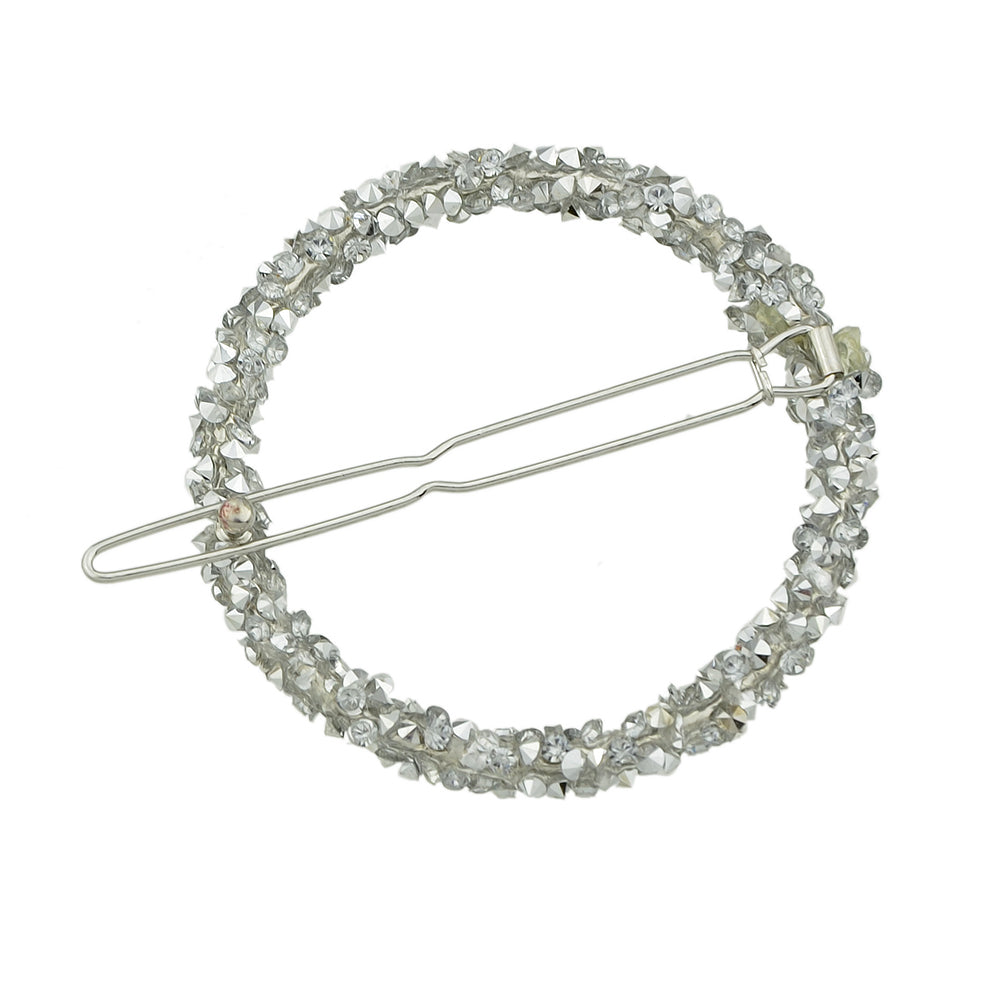 AU Local Hair Accessories Silver Pink Rhinestone Circle Hair Clip for Women Girl-2