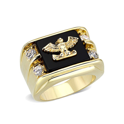 LO5M013- Brass Ring with Epoxy  in Jet Gold Plated-0