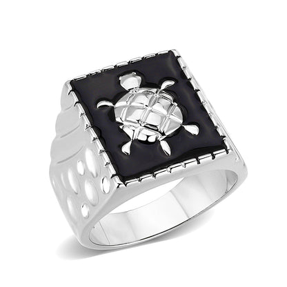 LO5M014- Brass Ring with Epoxy  in Jet Rhodium Plated-0