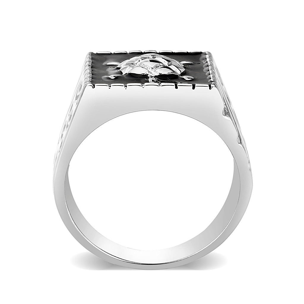 LO5M014- Brass Ring with Epoxy  in Jet Rhodium Plated-2