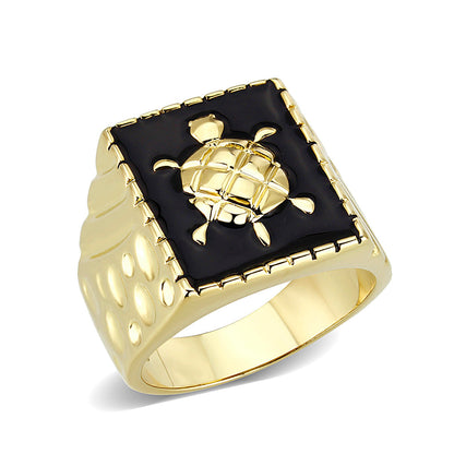 LO5M015- Brass Ring with Epoxy  in Jet Gold Plated-0