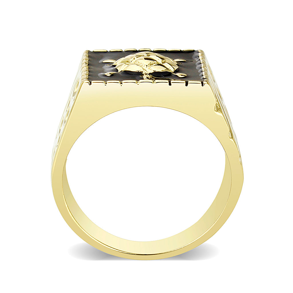 LO5M015- Brass Ring with Epoxy  in Jet Gold Plated-2