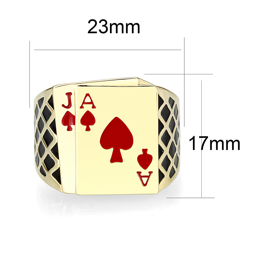 LO5M017- Brass Ring with Epoxy  in Red Gold Plated-1