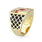 LO5M017- Brass Ring with Epoxy  in Red Gold Plated-3