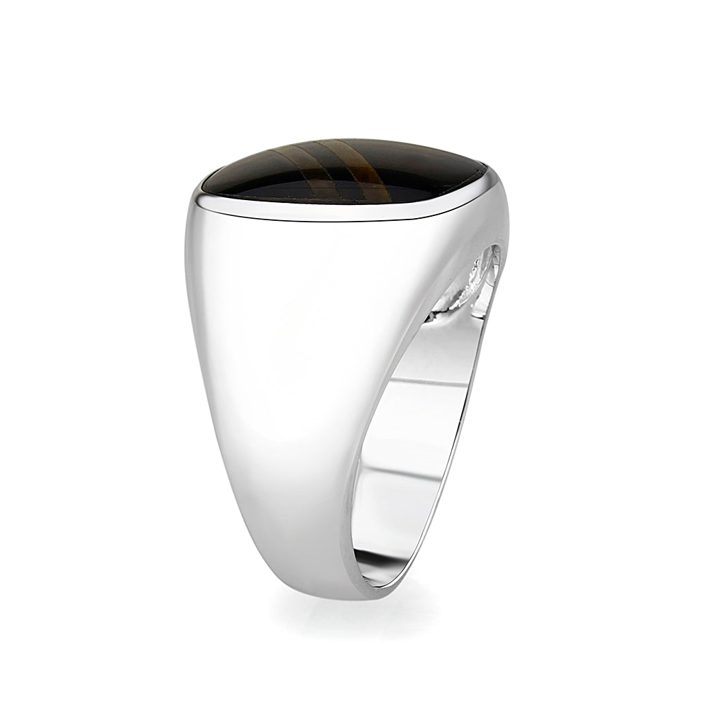 LO5M019- Brass Ring with Epoxy  in Jet Rhodium Plated-3