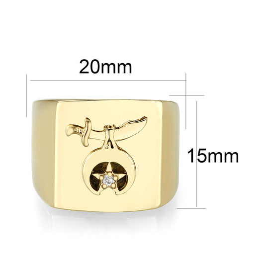 LO5M022 -Ion Gold Plated  Brass Ring with No  Stone-1