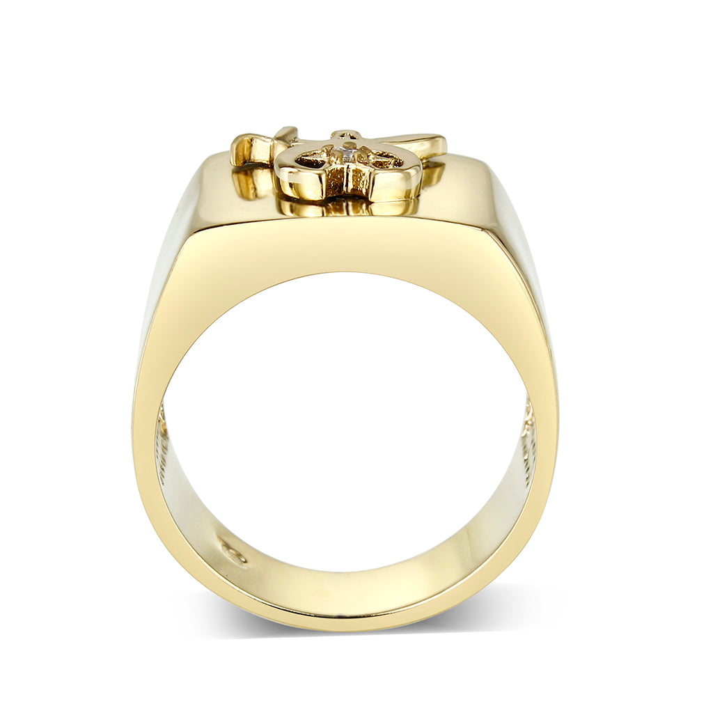 LO5M022 -Ion Gold Plated  Brass Ring with No  Stone-2