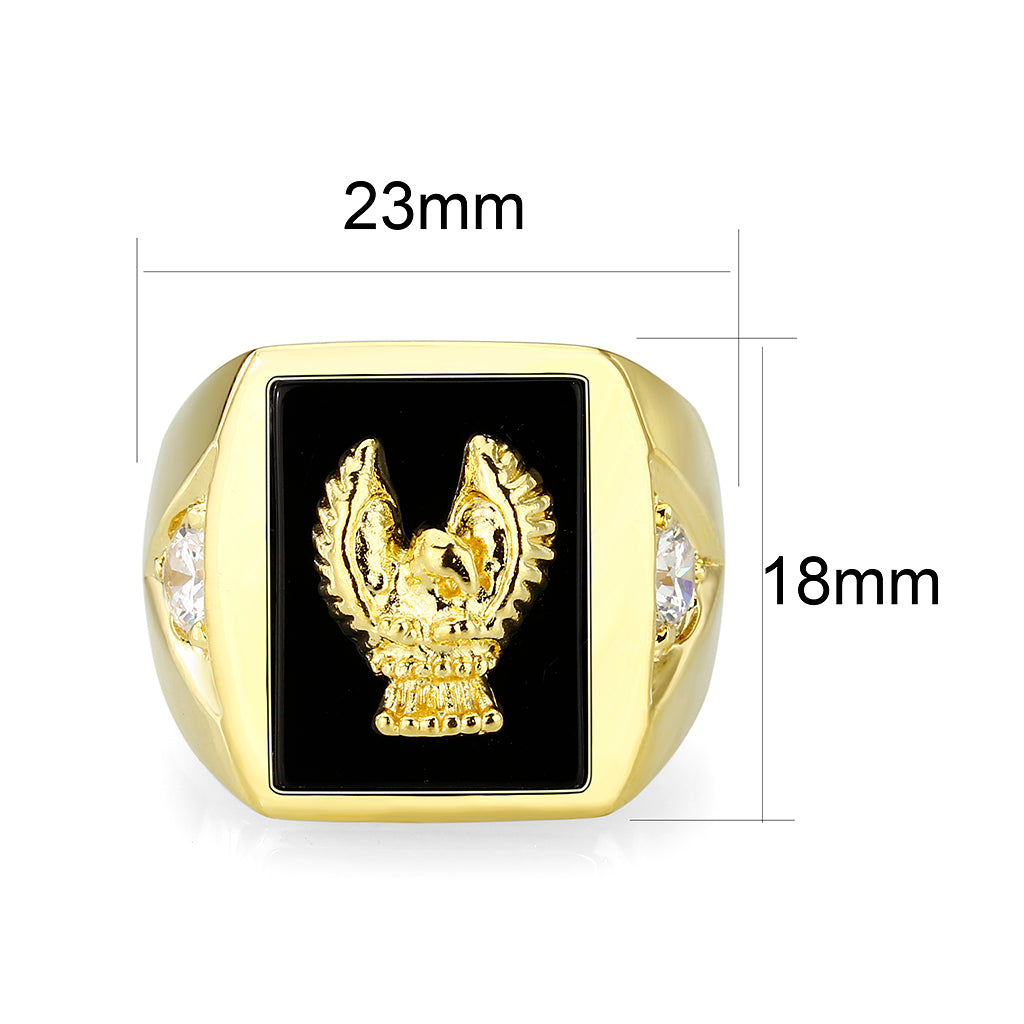 LO5M023 -Ion Gold Plated  Brass Ring with Black Epoxy-1