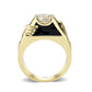 LO5M024 -Ion Gold Plated  Brass Ring with Clear CZ Stone-2