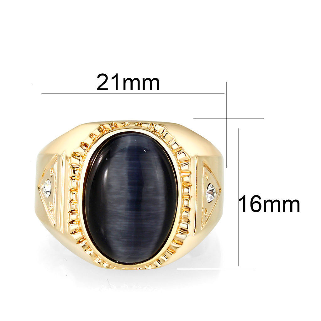 LO5M025-Ion Gold Plated  Brass Ring with Black Onyx-1