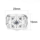 LO5M026-Rhodium Plated  Brass Ring with Clear CZ-1