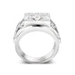 LO5M026-Rhodium Plated  Brass Ring with Clear CZ-2
