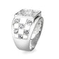 LO5M026-Rhodium Plated  Brass Ring with Clear CZ-3