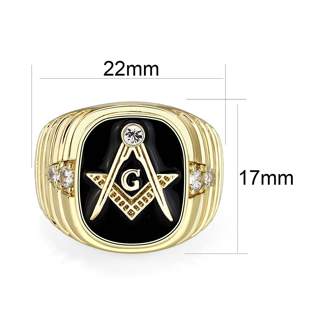LO5M029-Ion Gold  Plated  Brass Ring with Black Epoxy-1