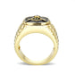 LO5M029-Ion Gold  Plated  Brass Ring with Black Epoxy-2
