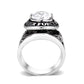 LO5M030-Rhodium Plated  Brass Ring with  Clear CZ-2