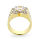 LO5M032-Ion Gold  Plated  Brass Ring with  Clear CZ-2