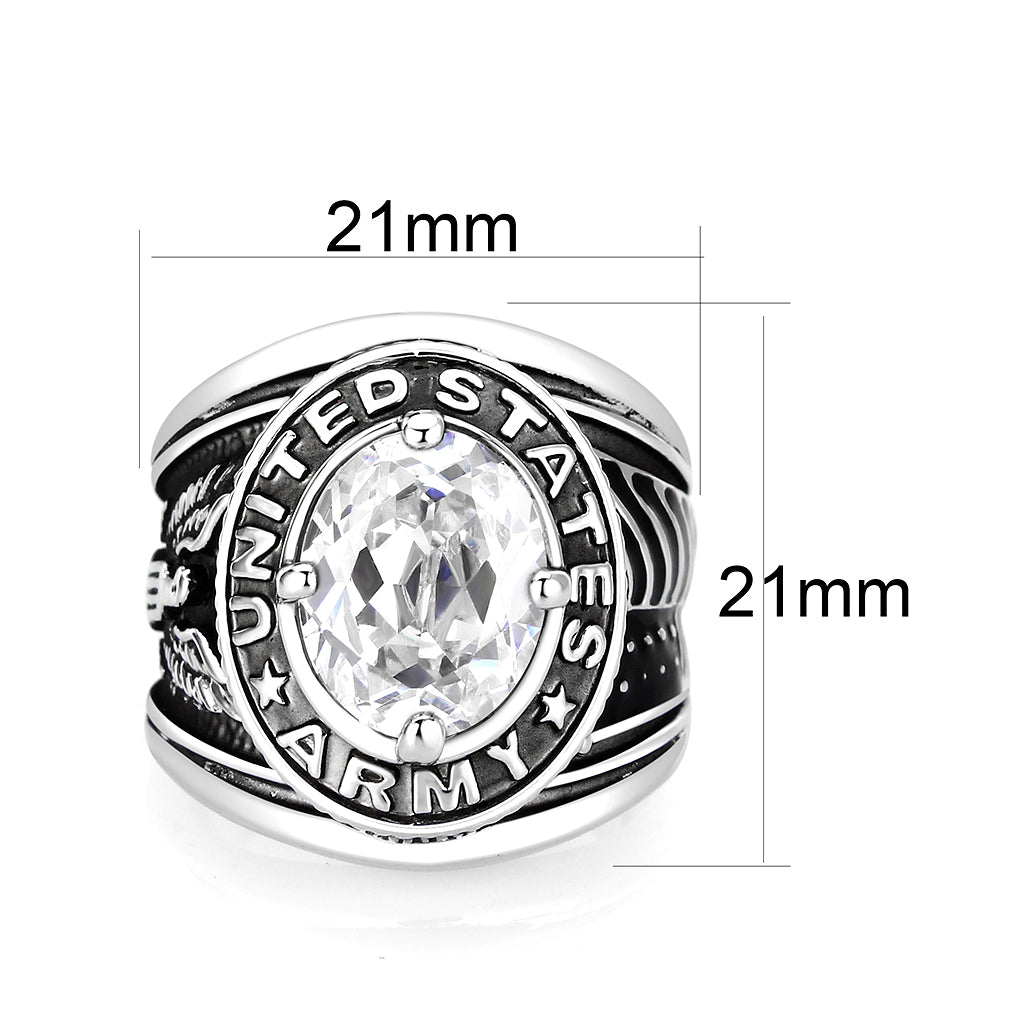 LO5M035-Rhodium Plated  Brass Ring with  CZ Clear-1