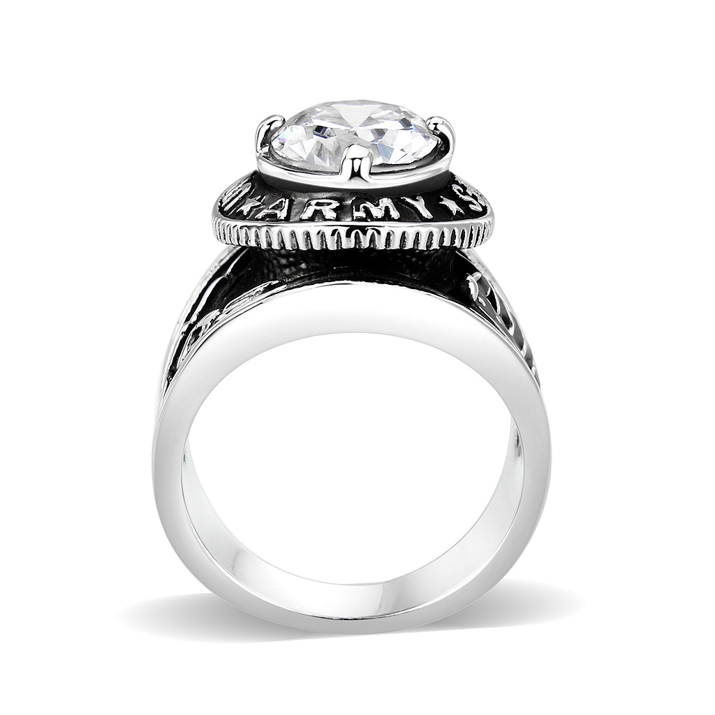 LO5M035-Rhodium Plated  Brass Ring with  CZ Clear-2