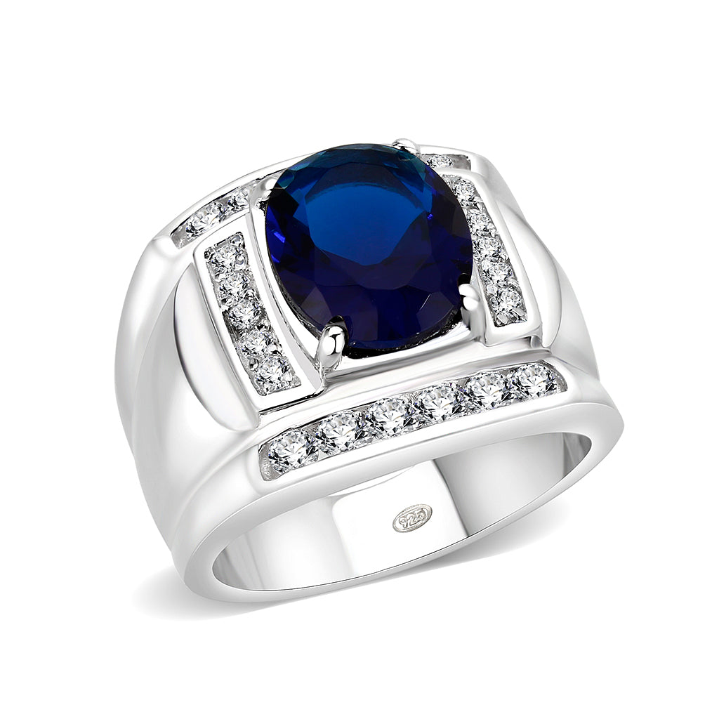 LO5M036-Rhodium Plated  Brass Ring with  Synthetic Glasses Montana-0