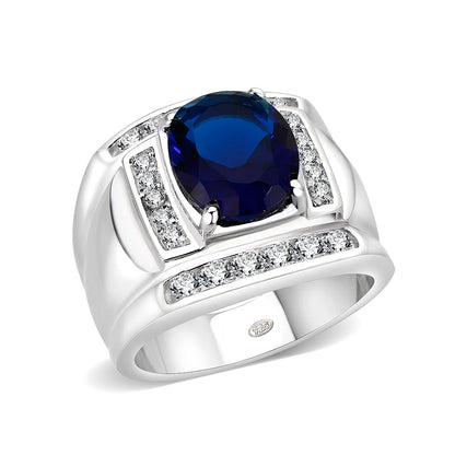 LO5M036-Rhodium Plated  Brass Ring with  Synthetic Glasses Montana-0