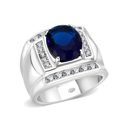 LO5M036-Rhodium Plated  Brass Ring with  Synthetic Glasses Montana-0