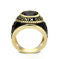 LO5M065 - IP Gold(Ion Plating) Brass Ring with Synthetic Glass With Jet Color-1