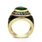 LO5M067 - IP Gold(Ion Plating) Brass Ring with Synthetic Glass In Green Color-2