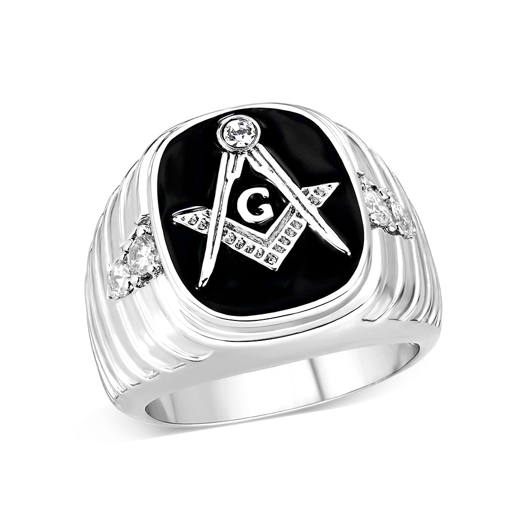 LO5M068 - Rhodium Plated Brass Ring with  Epoxy-0