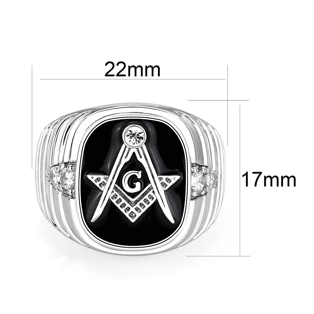 LO5M068 - Rhodium Plated Brass Ring with  Epoxy-1