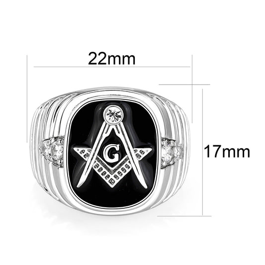 LO5M068 - Rhodium Plated Brass Ring with  Epoxy-1