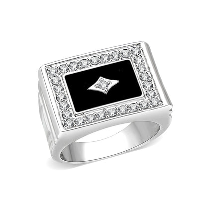 LO5M069 - Rhodium Plated Brass Ring with  Epoxy-0