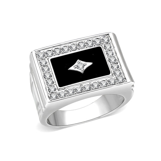 LO5M069 - Rhodium Plated Brass Ring with  Epoxy-0