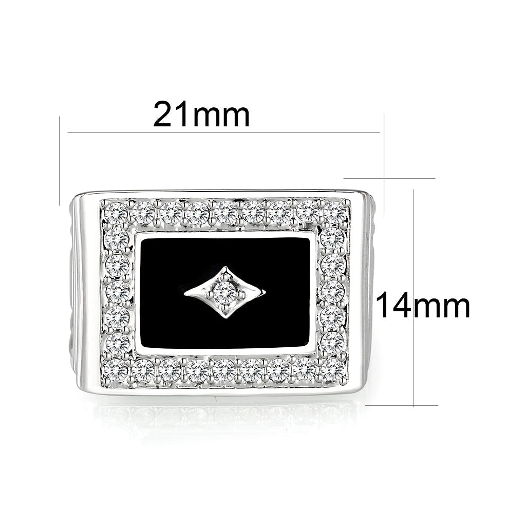 LO5M069 - Rhodium Plated Brass Ring with  Epoxy-1