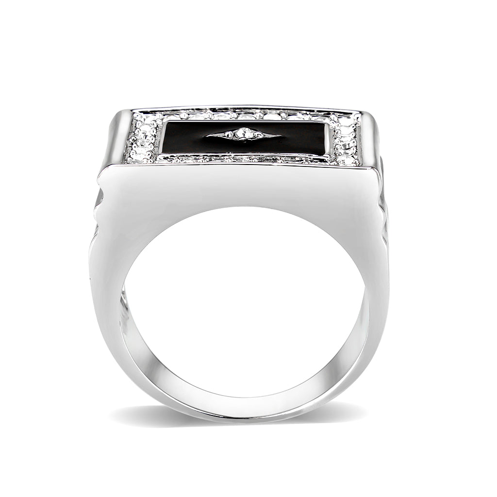 LO5M069 - Rhodium Plated Brass Ring with  Epoxy-2