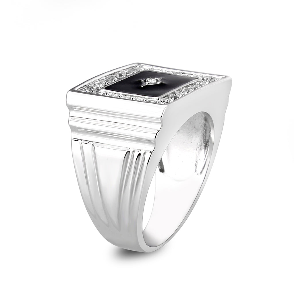 LO5M069 - Rhodium Plated Brass Ring with  Epoxy-3