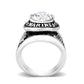 LO5M071 - Rhodium Plated Brass Ring with  CZ Clear-2