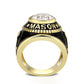 LO5M085 - IP Gold(Ion Plating) Brass Ring with Synthetic Glass In Clear Color-2