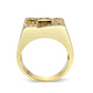 LO5M086 - Ion Gold Plating Brass Ring with AAA Grade CZ  in Clear-2