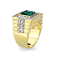 LO5M088 - Ion Gold Plating Brass Ring with Synthetic Glass  in Green-3