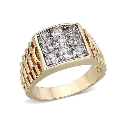 LO5M091 - Ion Gold Plating Brass Ring with AAA Grade CZ  in Clear-0