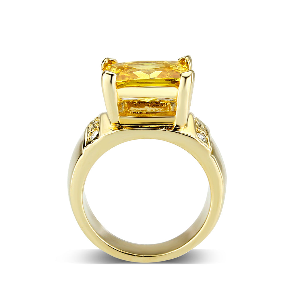 LO5W101- IP Gold Plated Ring with CZ In Topaz-2