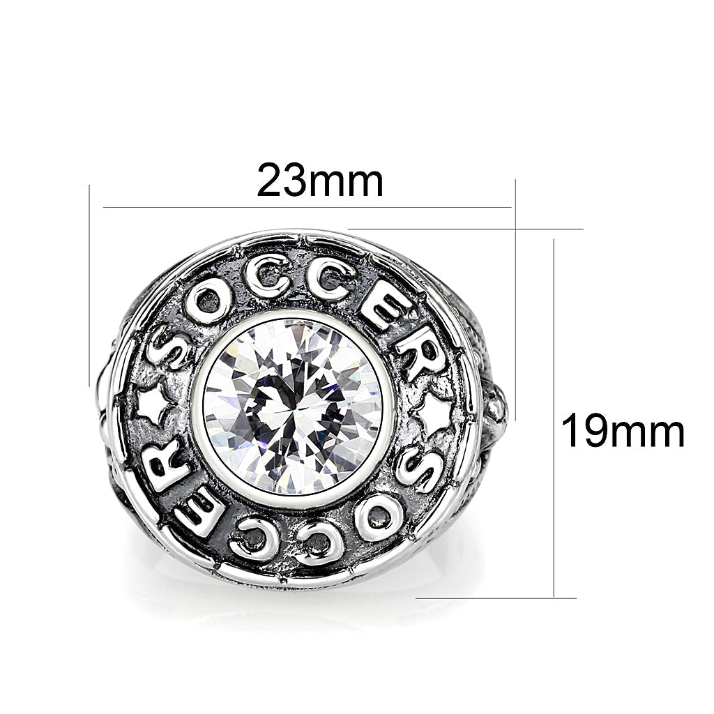 LO5S158- Sterling Silver   Ring with AAA Grade CZ  in Clear High Polished(No Plated)-1