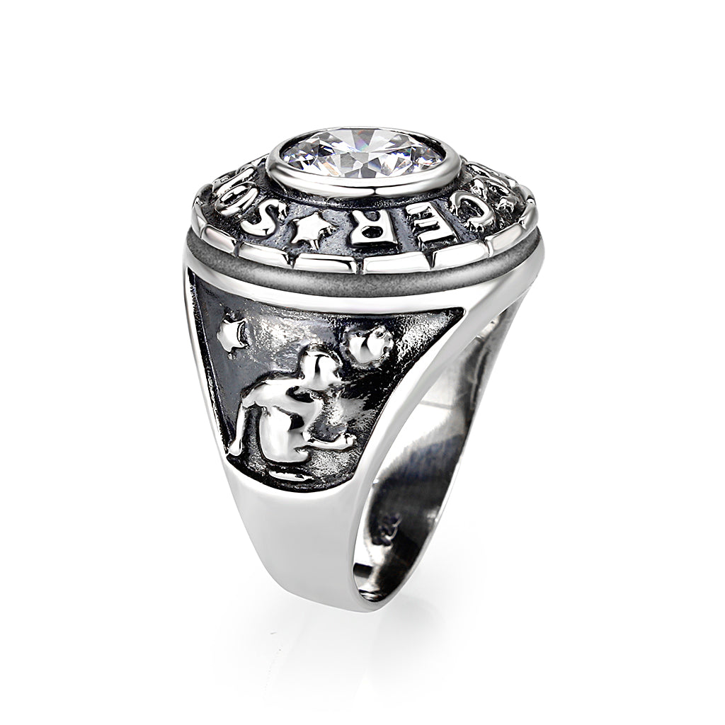 LO5S158- Sterling Silver   Ring with AAA Grade CZ  in Clear High Polished(No Plated)-2