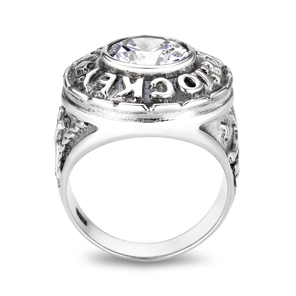 LO5S162- Sterling Silver   Ring with Clear CZ   High Polished(No Plated)-2