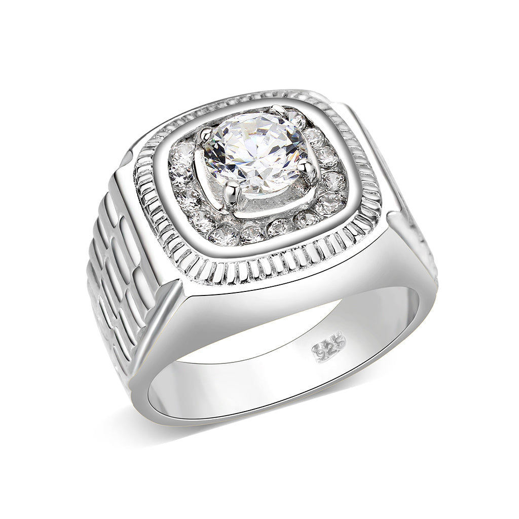 LO5S163- Sterling Silver   Ring with Clear CZ   High Polished(No Plated)-0