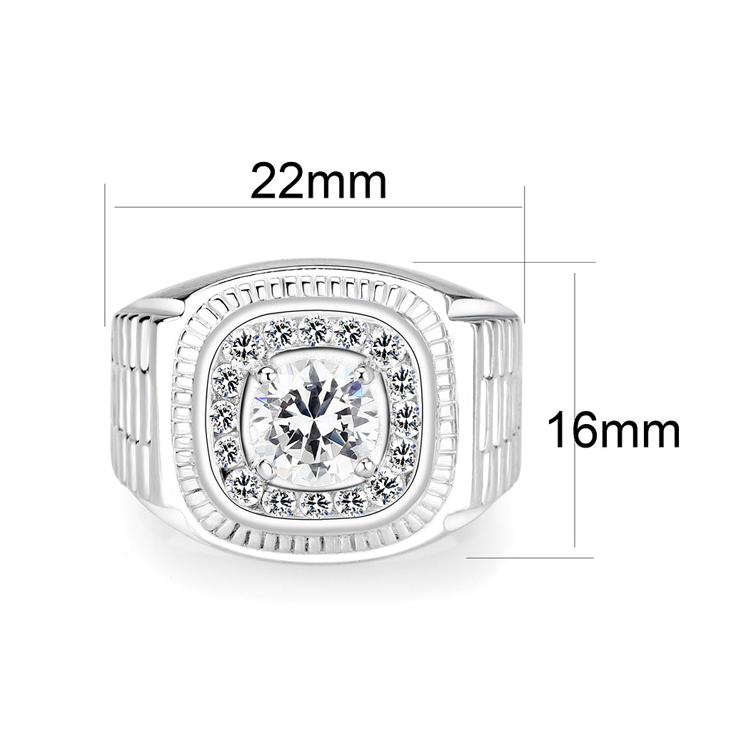 LO5S163- Sterling Silver   Ring with Clear CZ   High Polished(No Plated)-1